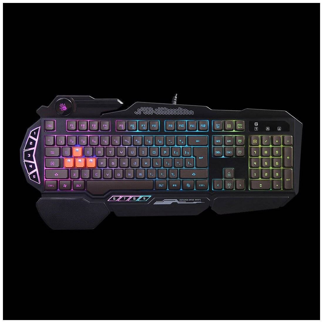 Купить - Клавиатура A4 Bloody B314 черный USB Multimedia for gamer LED (подставка для запястий) Клавиатура A4 Bloody B314 черный USB Multimedia for gamer LED (подставка для запястий) – фото