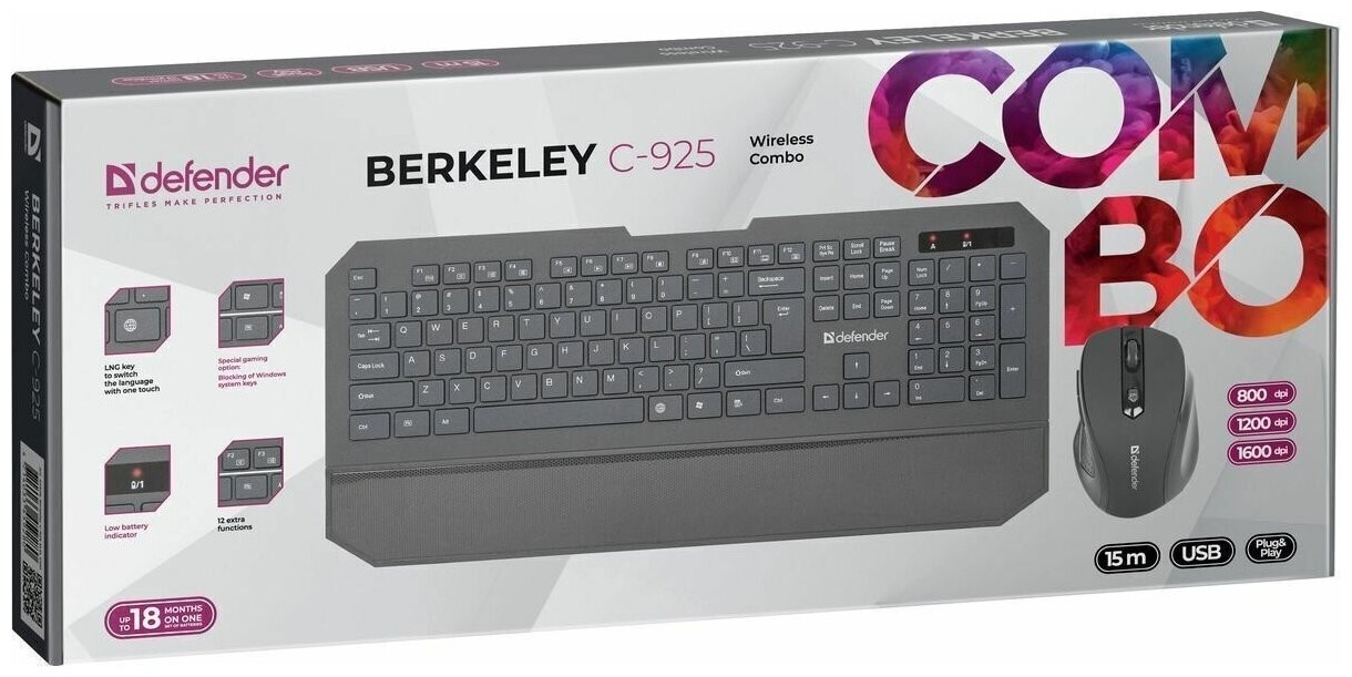 Купить - Клавиатура + мышь DEFENDER Berkeley C-925 Nano B Черный Клавиатура + мышь DEFENDER Berkeley C-925 Nano B Черный – фото