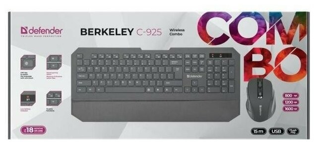 Купить - Клавиатура + мышь DEFENDER Berkeley C-925 Nano B Черный Клавиатура + мышь DEFENDER Berkeley C-925 Nano B Черный – фото