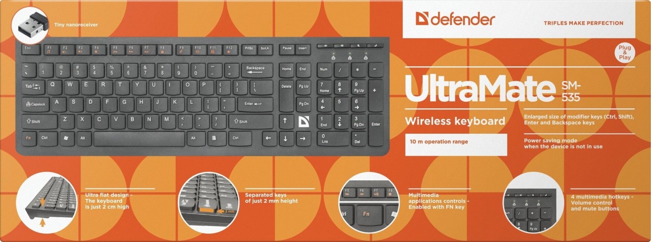 Купить - Клавиатура Defender UltraMate SM-535 RU Wireless, Black, мультимедиа Клавиатура Defender UltraMate SM-535 RU Wireless, Black, мультимедиа – фото