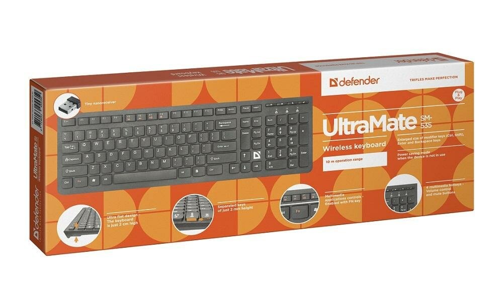 Купить - Клавиатура Defender UltraMate SM-535 RU Wireless, Black, мультимедиа Клавиатура Defender UltraMate SM-535 RU Wireless, Black, мультимедиа – фото