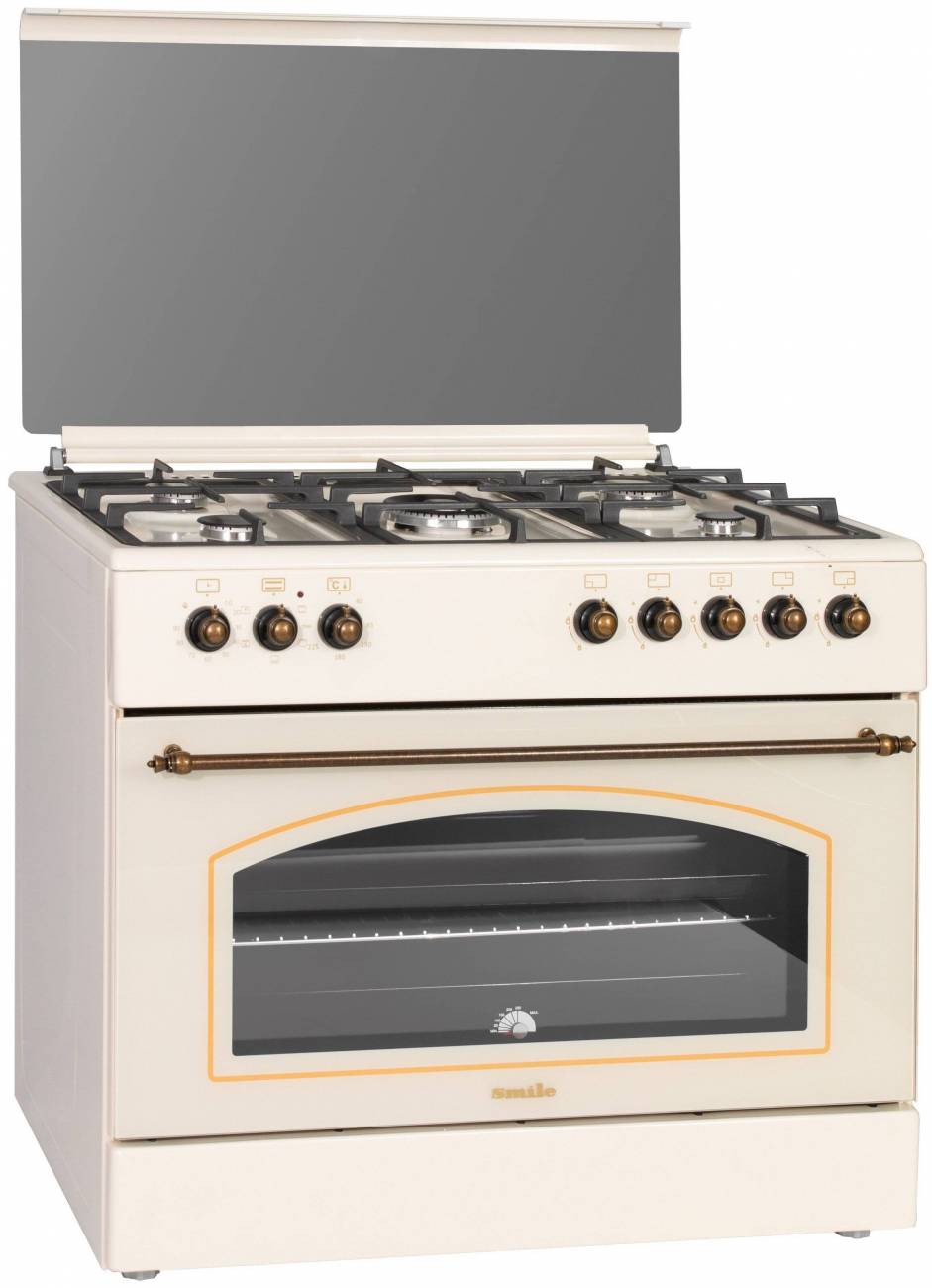 Купить - Плита комбинированная SMILE SM9GER310 бежевый (5-конф, г/к, ретро, стекл.кр, чугун, подсв., розжиг, таймер, конвекция) Плита комбинированная SMILE SM9GER310 бежевый (5-конф, г/к, ретро, стекл.кр, чугун, подсв., розжиг, таймер, конвекция) – фото