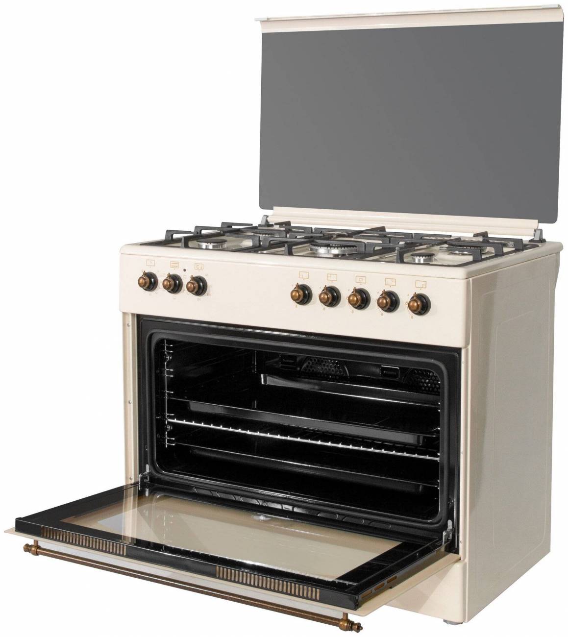 Купить - Плита комбинированная SMILE SM9GER310 бежевый (5-конф, г/к, ретро, стекл.кр, чугун, подсв., розжиг, таймер, конвекция) Плита комбинированная SMILE SM9GER310 бежевый (5-конф, г/к, ретро, стекл.кр, чугун, подсв., розжиг, таймер, конвекция) – фото