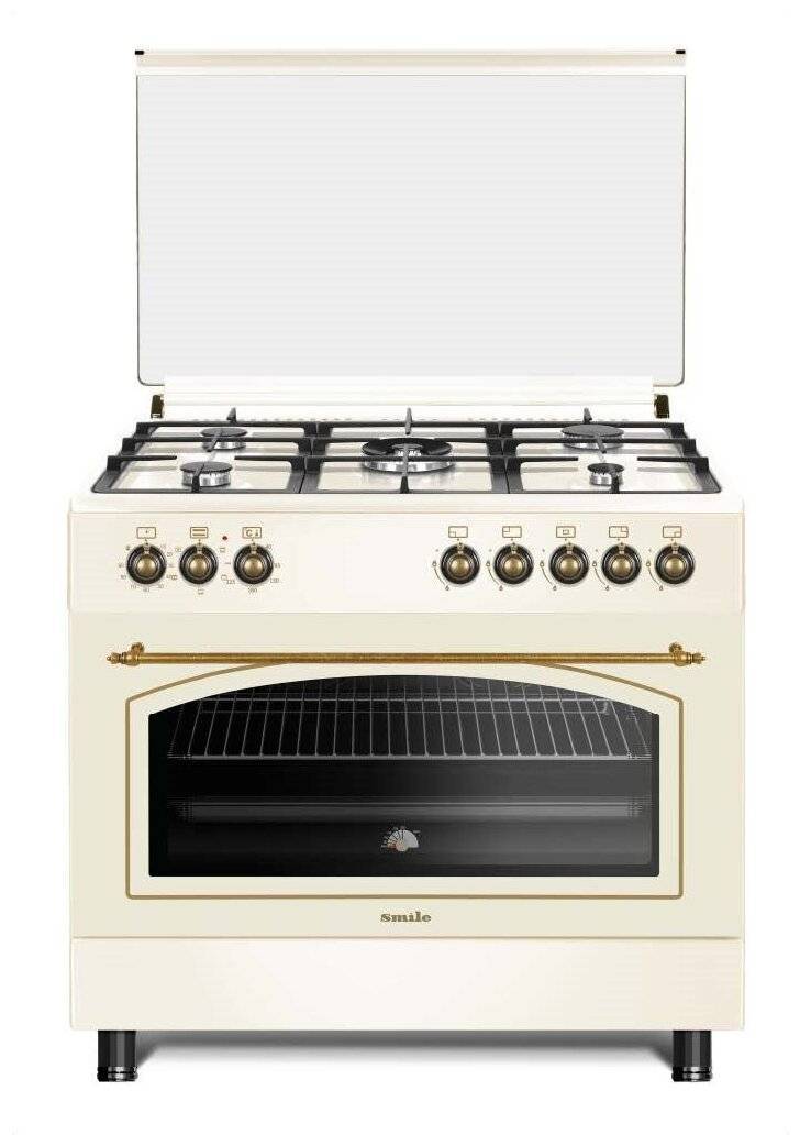 Купить - Плита комбинированная SMILE SM9GER310 бежевый (5-конф, г/к, ретро, стекл.кр, чугун, подсв., розжиг, таймер, конвекция) Плита комбинированная SMILE SM9GER310 бежевый (5-конф, г/к, ретро, стекл.кр, чугун, подсв., розжиг, таймер, конвекция) – фото